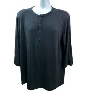 Under Armour Recovery Sleepwear Shirt Black Size Large Soft Stretch Button Front
